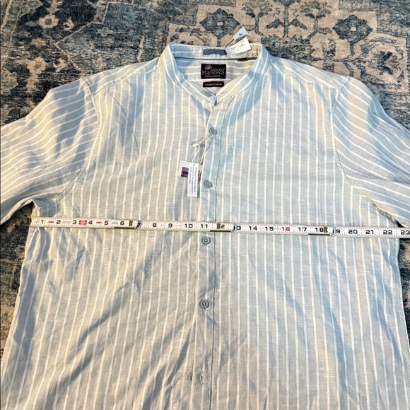 Men’s Linen Blend Striped Button-Up Shirt. Size L 80% cotton 20 % linen - Picture 6 of 10
